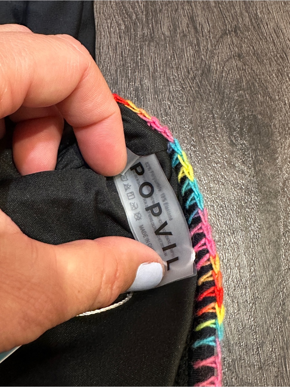 Rainbow Trim Cutout One Piece Swimsuit Black Neon Stitching Size Large NWT - Picture 10 of 11